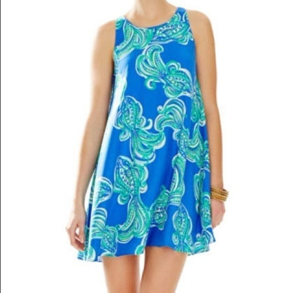 Lilly Pulitzer Dress Tank Mini Swing Blue Crush - Picture 1 of 7